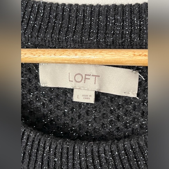 Women’s Ann Taylor Loft Black Sparkle Crew Tunic Knitted Sweater - Picture 4 of 14